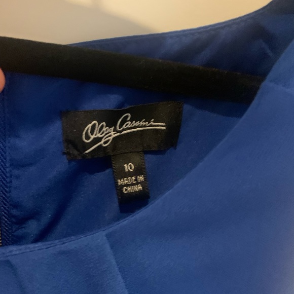 Oleg Cassini Dress, Blue with White panel, gold zipper above the knee, size 10 - Picture 3 of 3